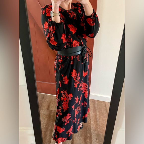 Tory Burch Floral Jersey Dress in Black Mountain Paisley sz L Large - Picture 5 of 16